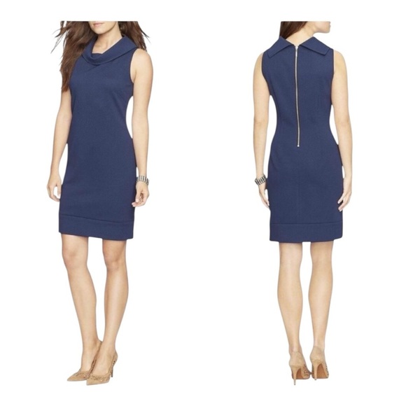 American Living Cowl Neck Textured Sleeveless Dress in Color New Navy. Size 18. - Picture 1 of 15